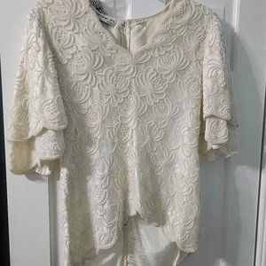 Scala White Beaded Shirt and Skirt